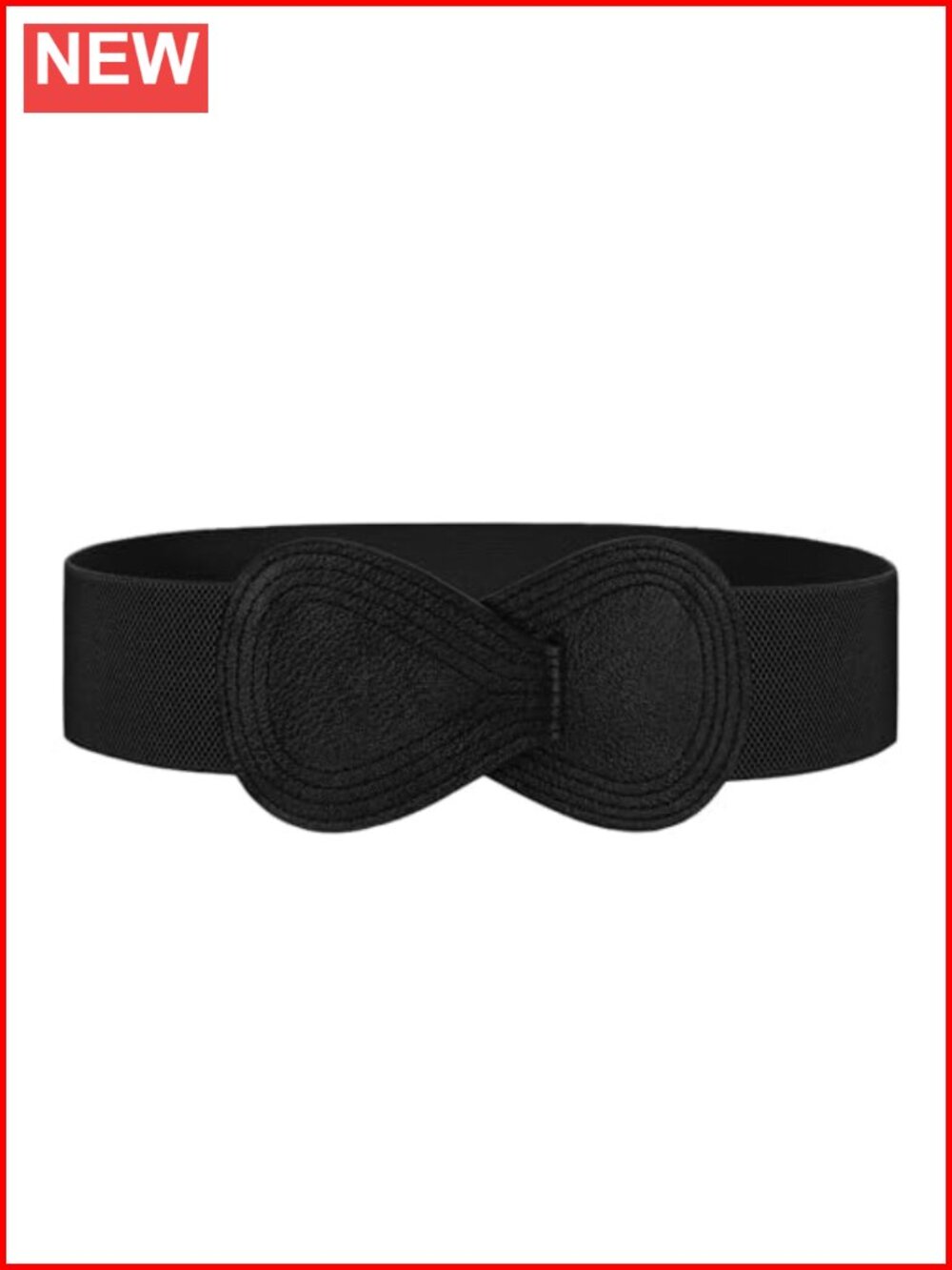 Wide Elastic Stretch Dress Belt with Interlock Leather Buckle